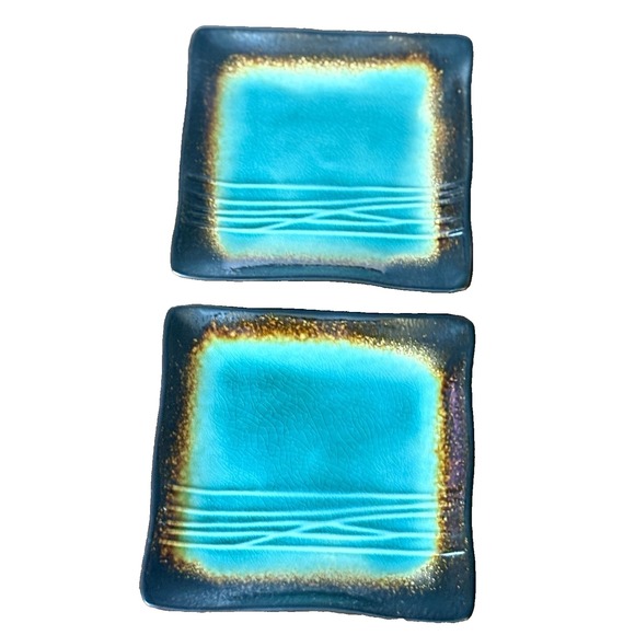 Set of 2 Baum Galaxy Jade 6" Inch Square Dessert / Appetizer Plates Dishes - Picture 5 of 7